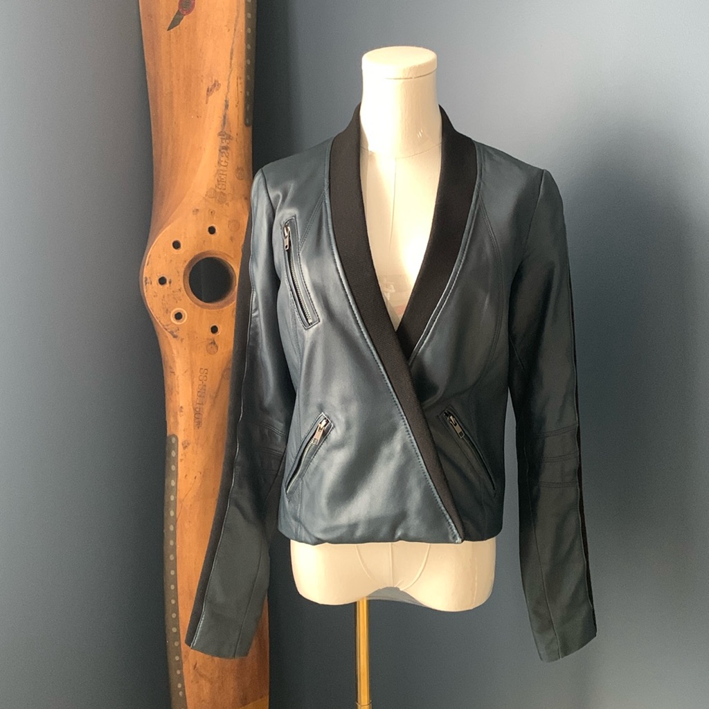 Cut25 Blue Leather Jacket. Size 4